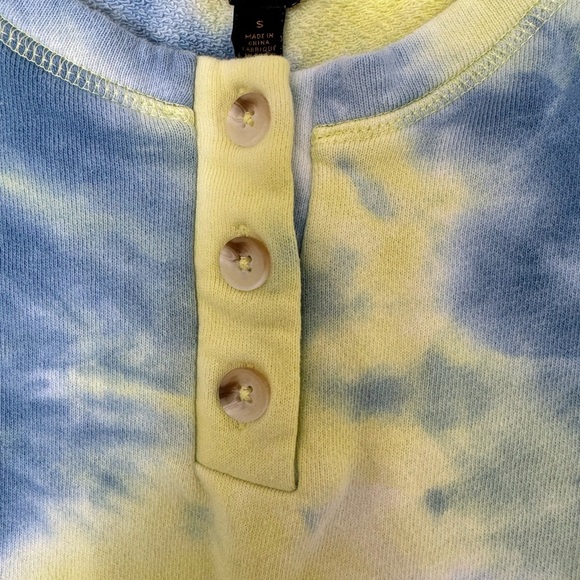 Anthropologie Current Air‎ Madeira Tie Dye Sweatshirt Size Small Crop Button - Picture 7 of 10